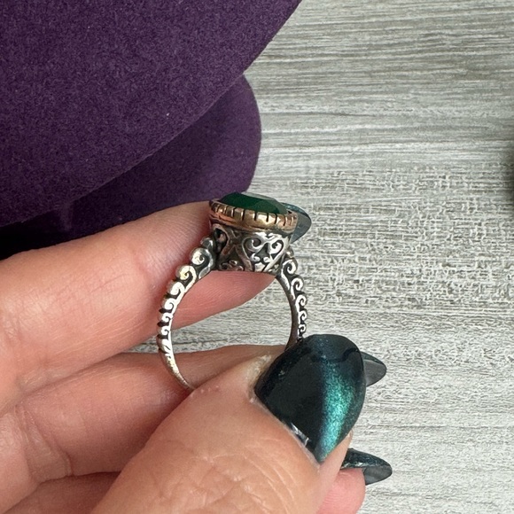 925 Sterling Silver  set of 3 vintage emerald earrings, ring & pendant - Picture 12 of 14